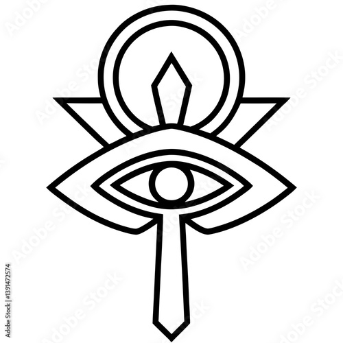 Ankh and eye of Horus mandala line art vector illustration 
