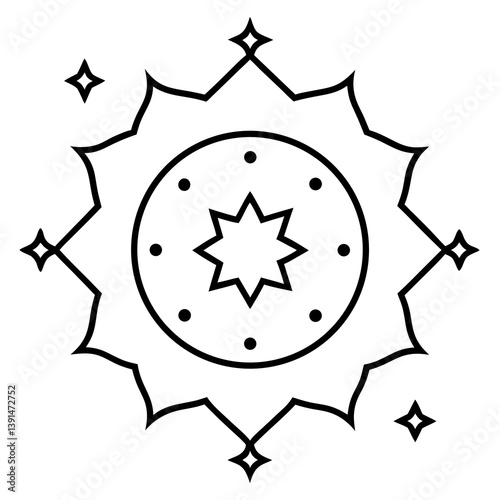 Arabian nights starry mandala line art vector illustration 