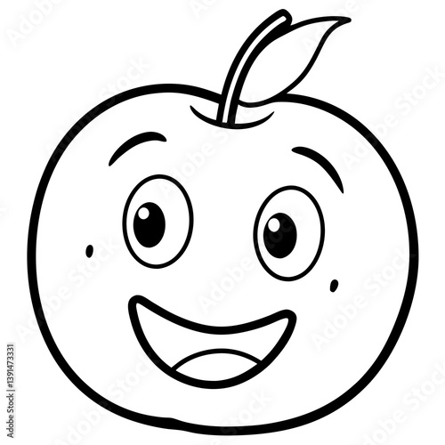 Cartoon fruit faces happy sad excited line art vector illustration 