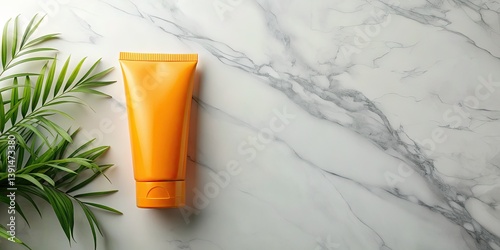 Minimalist Eco-Friendly UV Protection Suncare Landscape Flat Lay Marble Background Product Photography