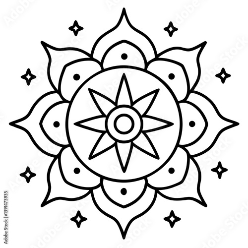 Cosmic alignment astrology mandala line art vector illustration 