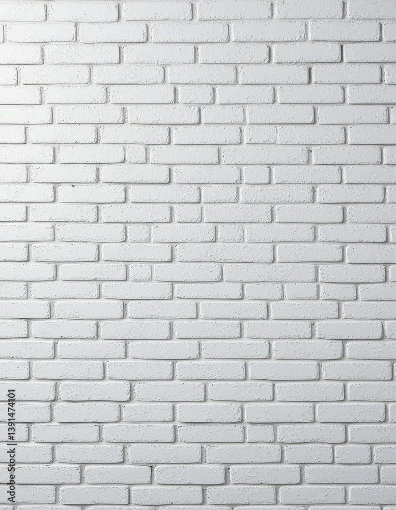Naklejka premium A textured white brick wall serves as a clean and modern backdrop, featuring subtle variations in brick patterns and shades, creating a bright and inviting atmosphere.