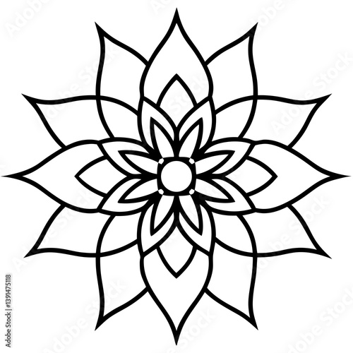 Doodle style freestyle mandala line art vector  illustration