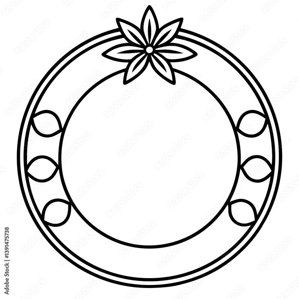 Fruit slice circle wreath line art vector illustration Fruit slice circle wreath line art vector illustration