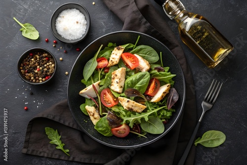 A Healthy Protein Bowl of Grilled Chicken and Vegetable Salad