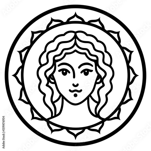 Greek mythology inspired mandala line art  vector illustration 