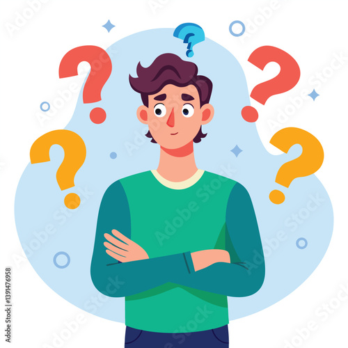 a boy is thinking vector
