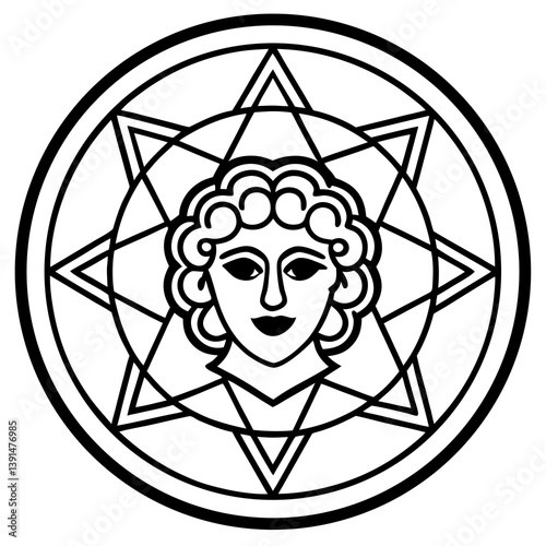 Greek mythology inspired mandala line art  vector illustration 