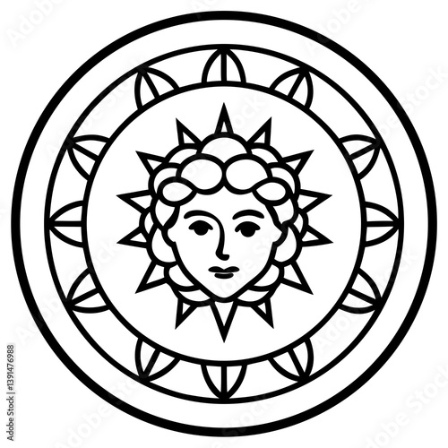 Greek mythology inspired mandala line art  vector illustration 