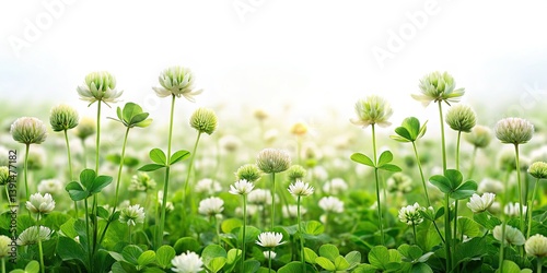 Tranquil Clover Field Long Exposure Photography - Green White Nature Landscape Raw Image