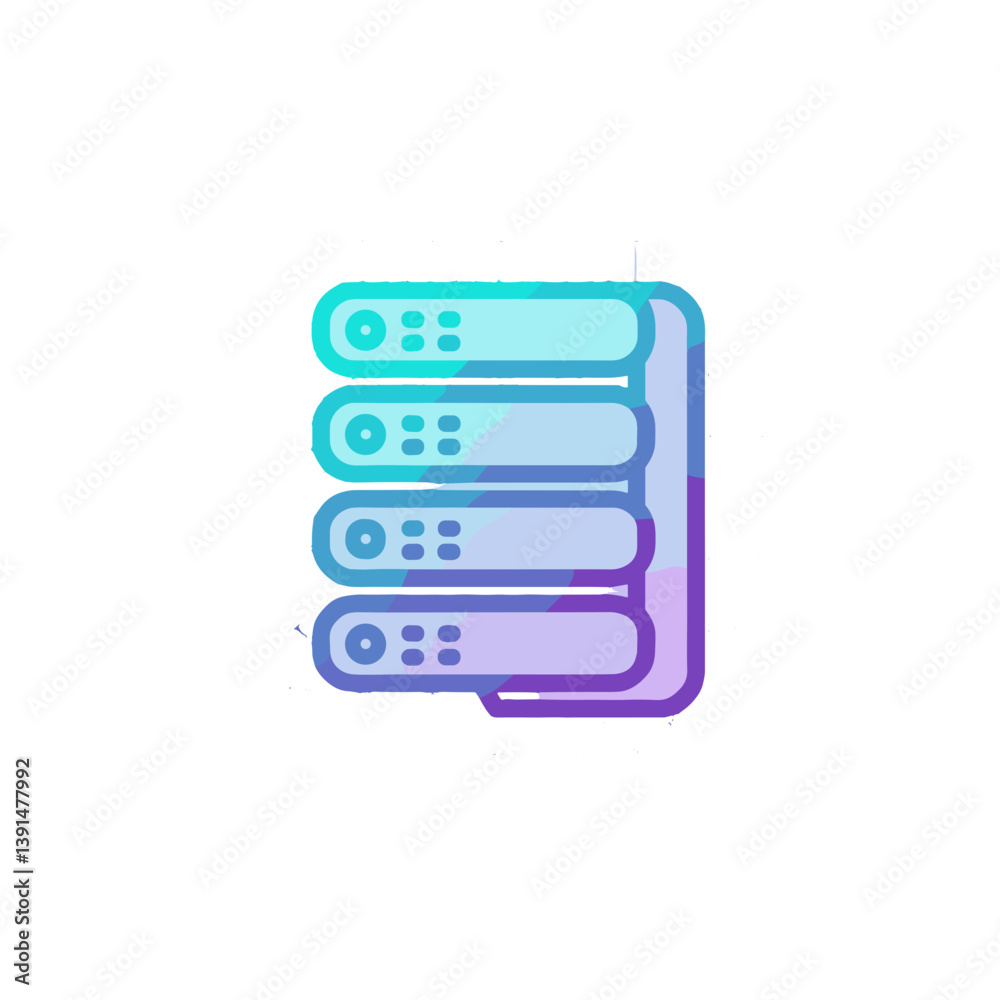 Data server icon in gradient style representing modern technology Data server icon in gradient style representing modern technology