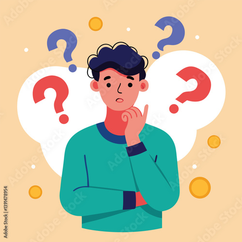a boy is thinking vector