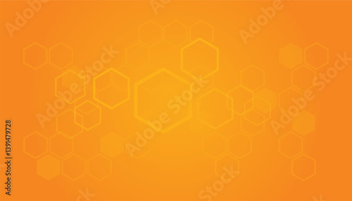 Hexagon bee hive design background. abstract honeycombs with hexagon on dark orange background, bee hive background