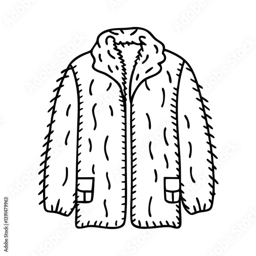 faux fur coat icon, faux fur coat line art - simple line art of faux fur coat, perfect for faux fur coat logos and icons