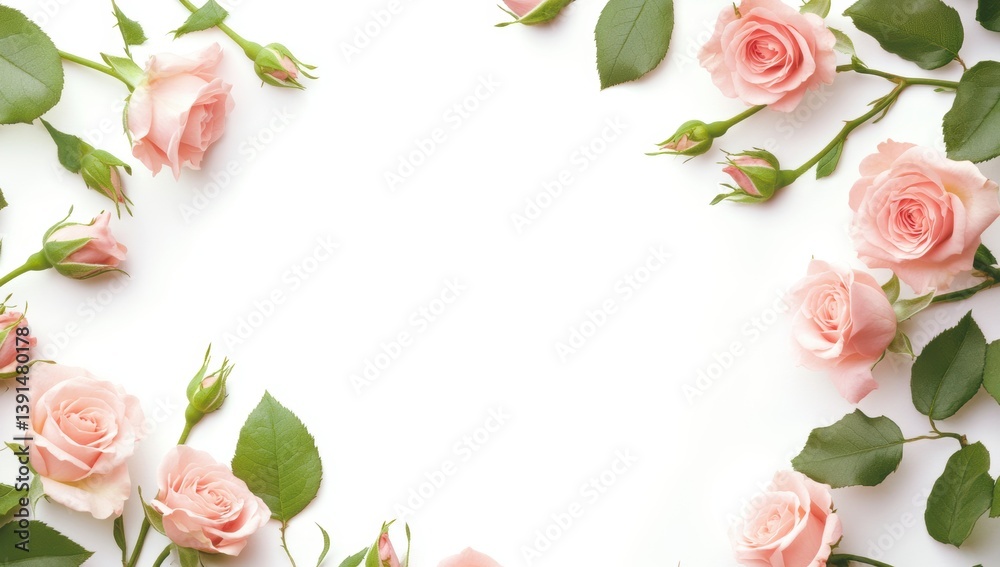 Delicate Pink Roses Arranged in a Frame Delicate Pink Roses Arranged in a Frame