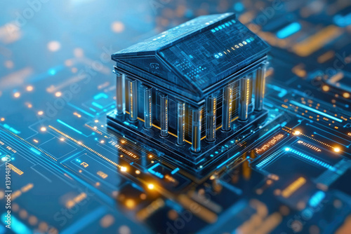 Digital transformation of banking, showcasing the integration of technology and traditional finance.