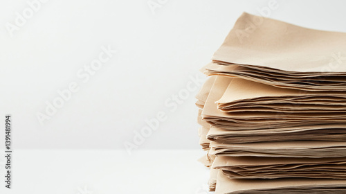 Obraz na płótnie Stack of paper sheets on white background, copy space. w salonie
