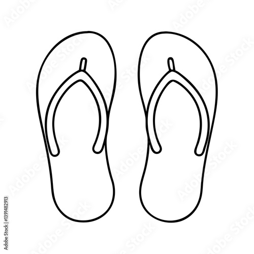 flip flops icon, flip flops line art - simple line art of flip flops, perfect for flip flops logos and icons