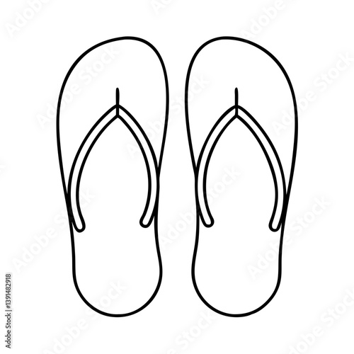 flip flops icon, flip flops line art - simple line art of flip flops, perfect for flip flops logos and icons