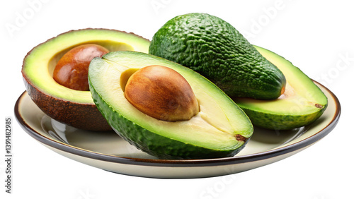 Ripe Hass Avocados Sliced on a Plate Ready to Eat