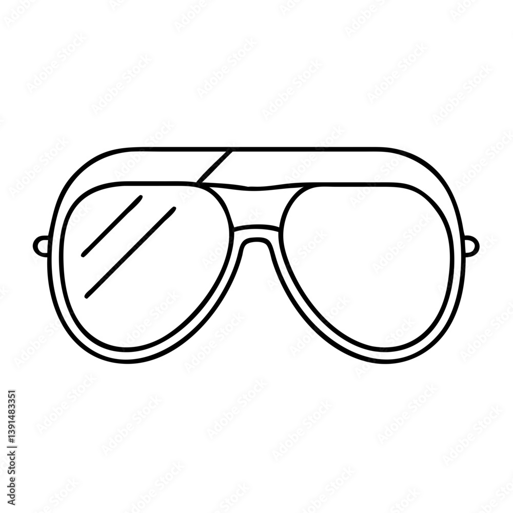 Fototapeta premium aviator sunglasses icon, aviator sunglasses line art - simple line art of aviator sunglasses, perfect for aviator sunglasses logos and icons
