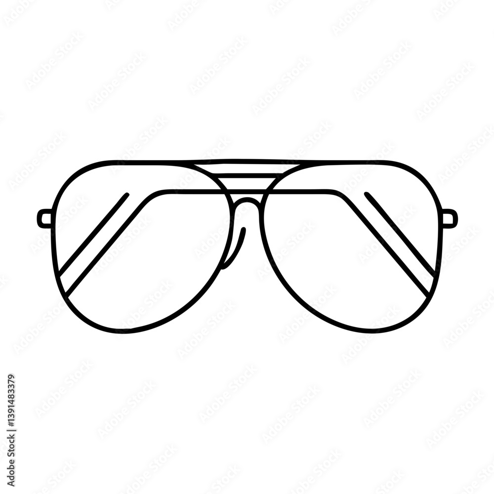 Fototapeta premium aviator sunglasses icon, aviator sunglasses line art - simple line art of aviator sunglasses, perfect for aviator sunglasses logos and icons