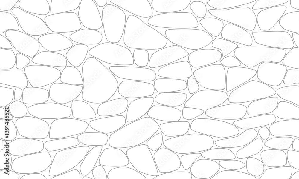 Grey outline stone texture seamless pattern. Vector Repeating Texture.