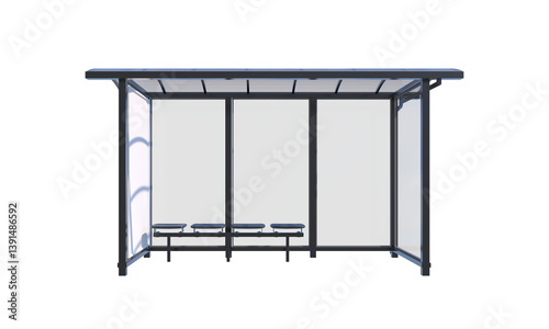 Bus stop front view png alpha channel