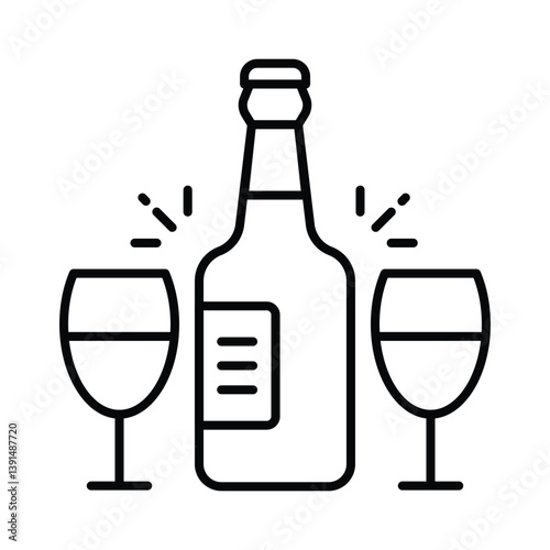 Beer bottle vector outline icon. EPS 10 file