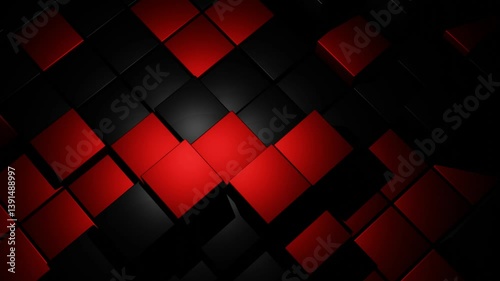 Black and Red Cube Pattern with Random Up-Down Motion Seamless Loop