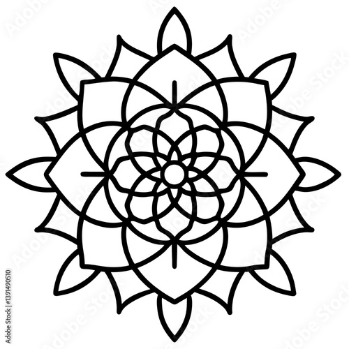 Typography letter based mandala line art vector illustration 