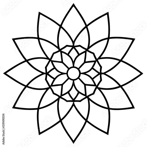 Typography letter based mandala line art vector illustration 