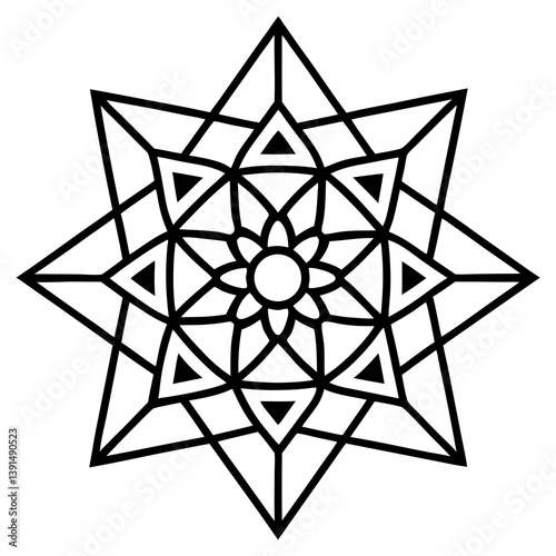Universal consciousness mandala line art vector illustration 