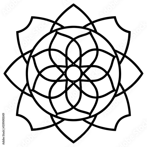 Universal consciousness mandala line art vector illustration 