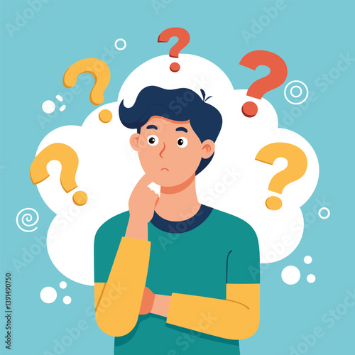 a boy is thinking vector