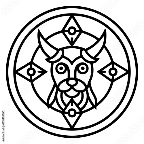 Viking Norse myth mandala line art vector illustration 