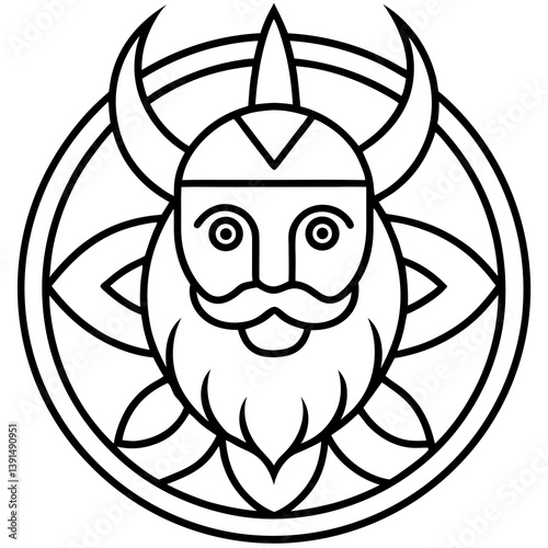 Viking Norse myth mandala line art vector illustration 