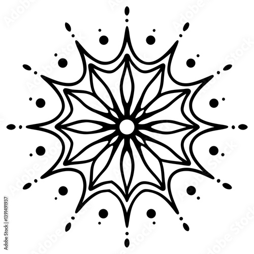 Ink splatter chaotic mandala line art vector illustration