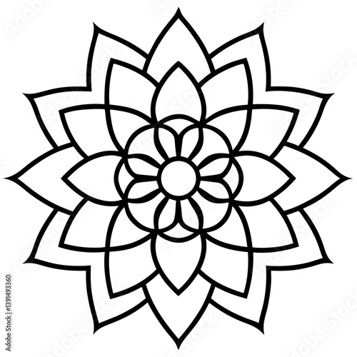Minimalist black and white mandala line art vector illustration 