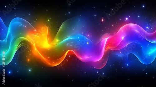 Rainbow energy wave in space.