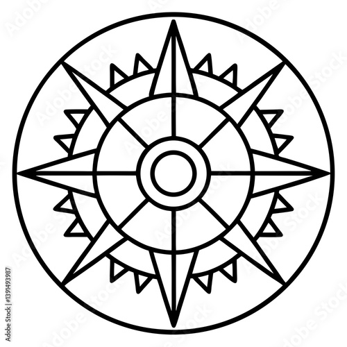 Native American medicine wheel mandala line art vector illustration 