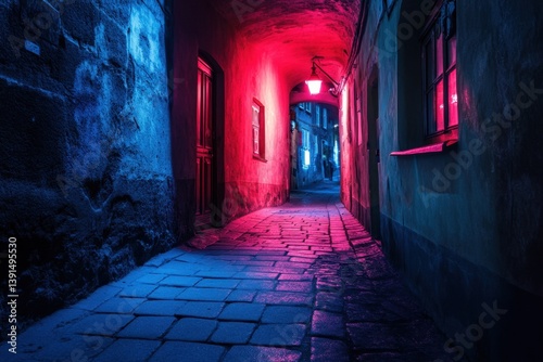 Night alleyway vibrant colors photo