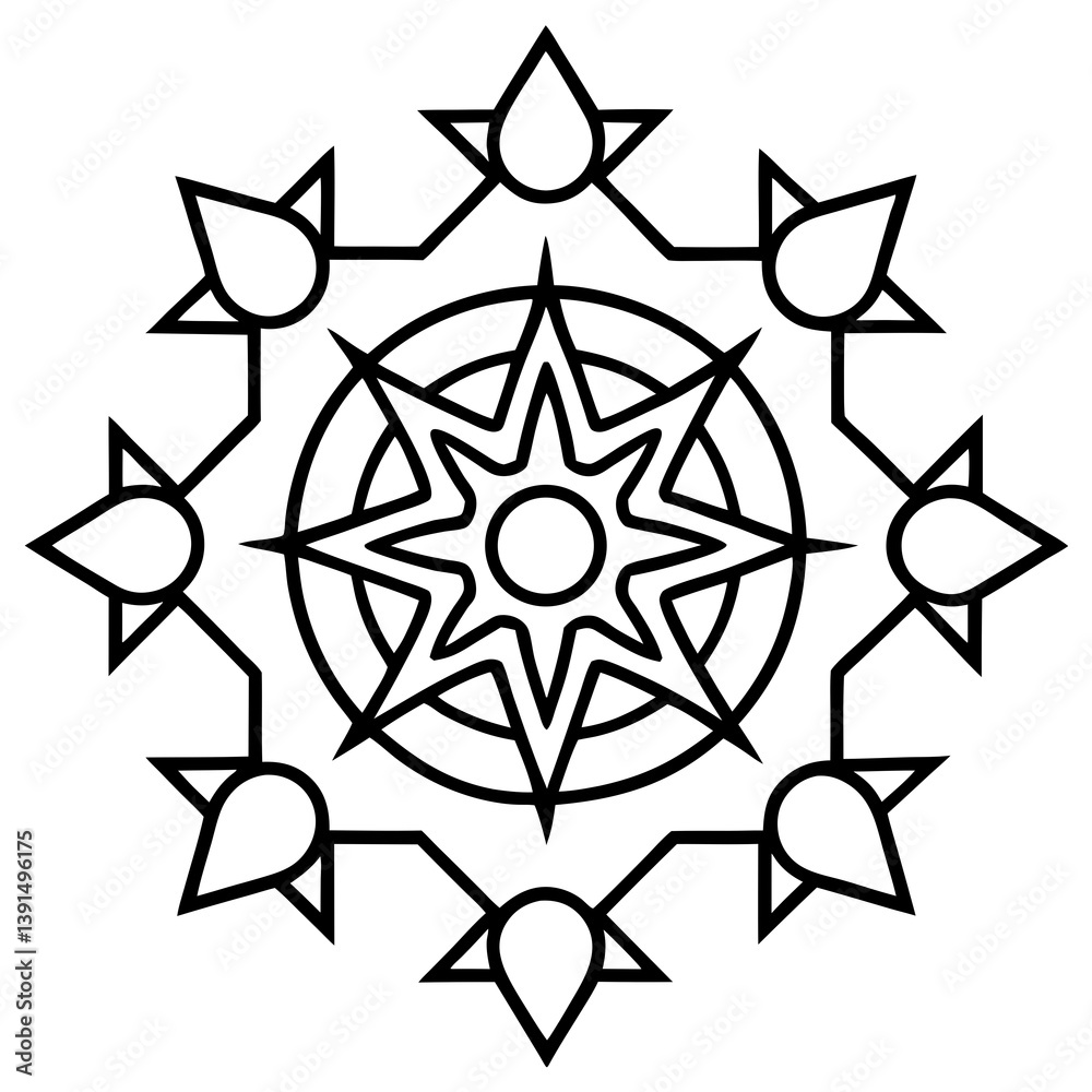 Sacred mandala of the zodiac signs line art vector illustration Sacred mandala of the zodiac signs line art vector illustration