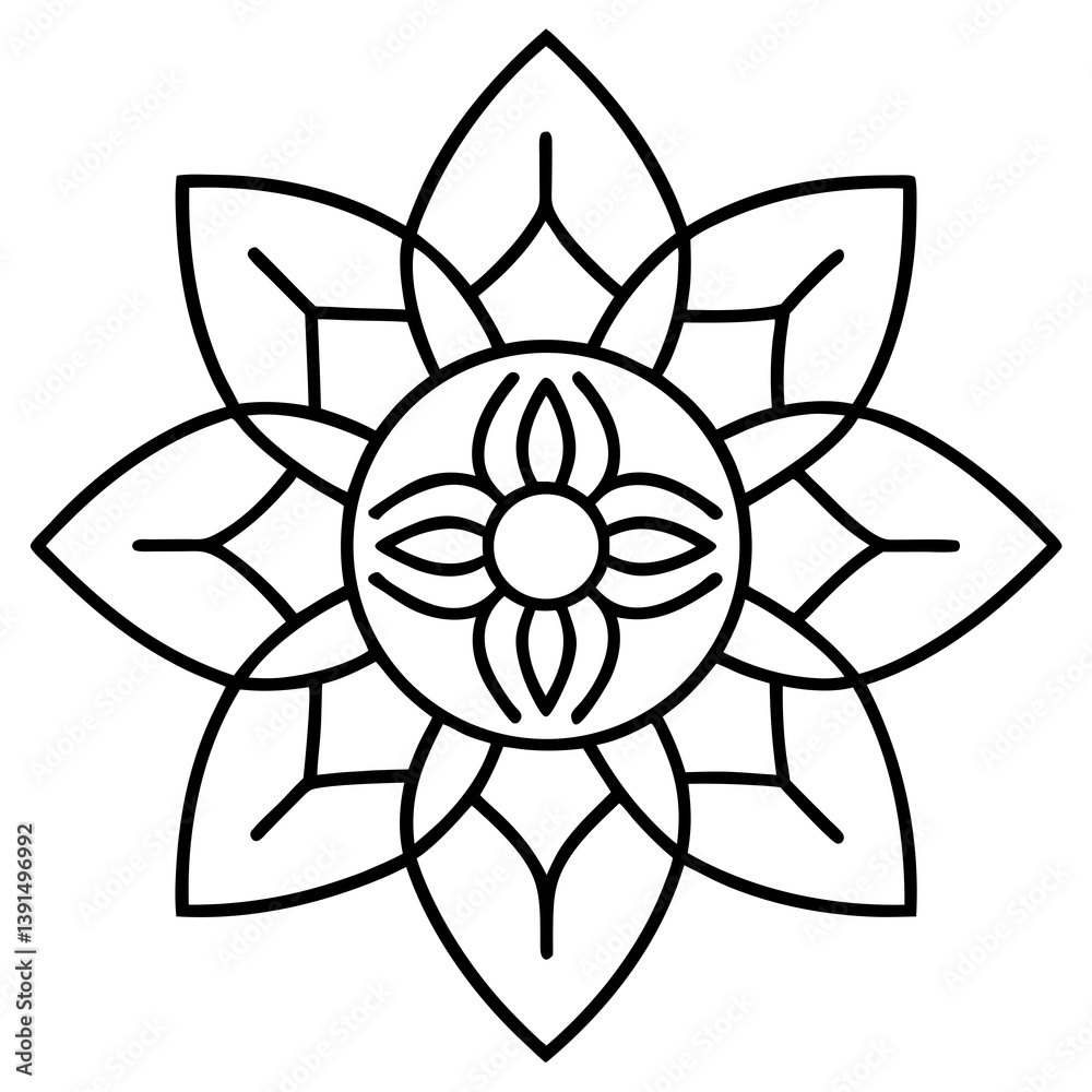 Spiritual enlightenment path mandala line art vector illustration Spiritual enlightenment path mandala line art vector illustration