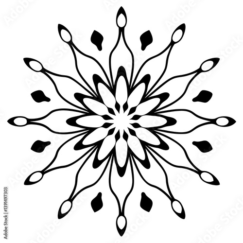 Surreal dreamlike melting mandala line art vector illustration  