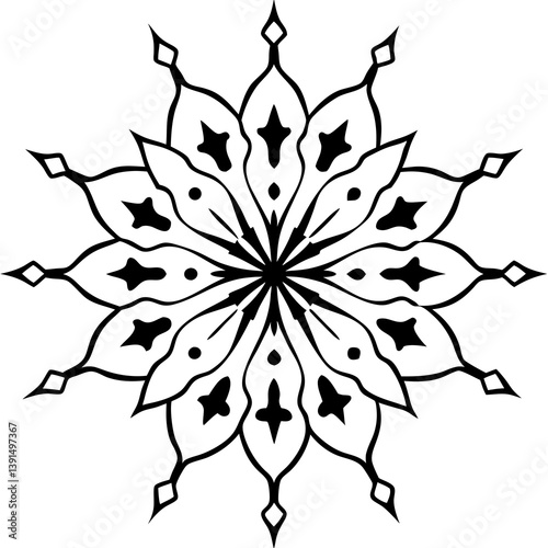 Surreal dreamlike melting mandala line art vector illustration  