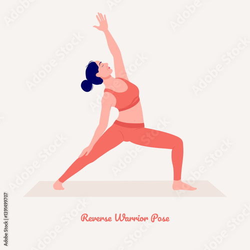 Reverse Warrior pose. Young woman practicing Yoga pose. Woman workout fitness, aerobic and exercise
See less