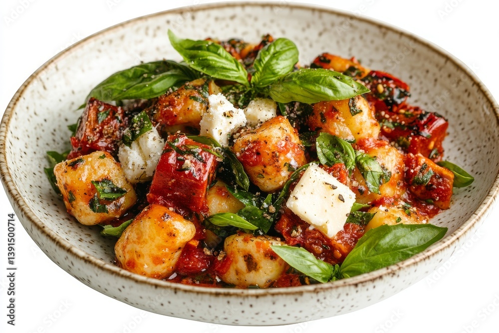 A Mouthwatering Dish of Gnocchi with Tomato Sauce on a Transparent Background A Mouthwatering Dish of Gnocchi with Tomato Sauce on a Transparent Background
