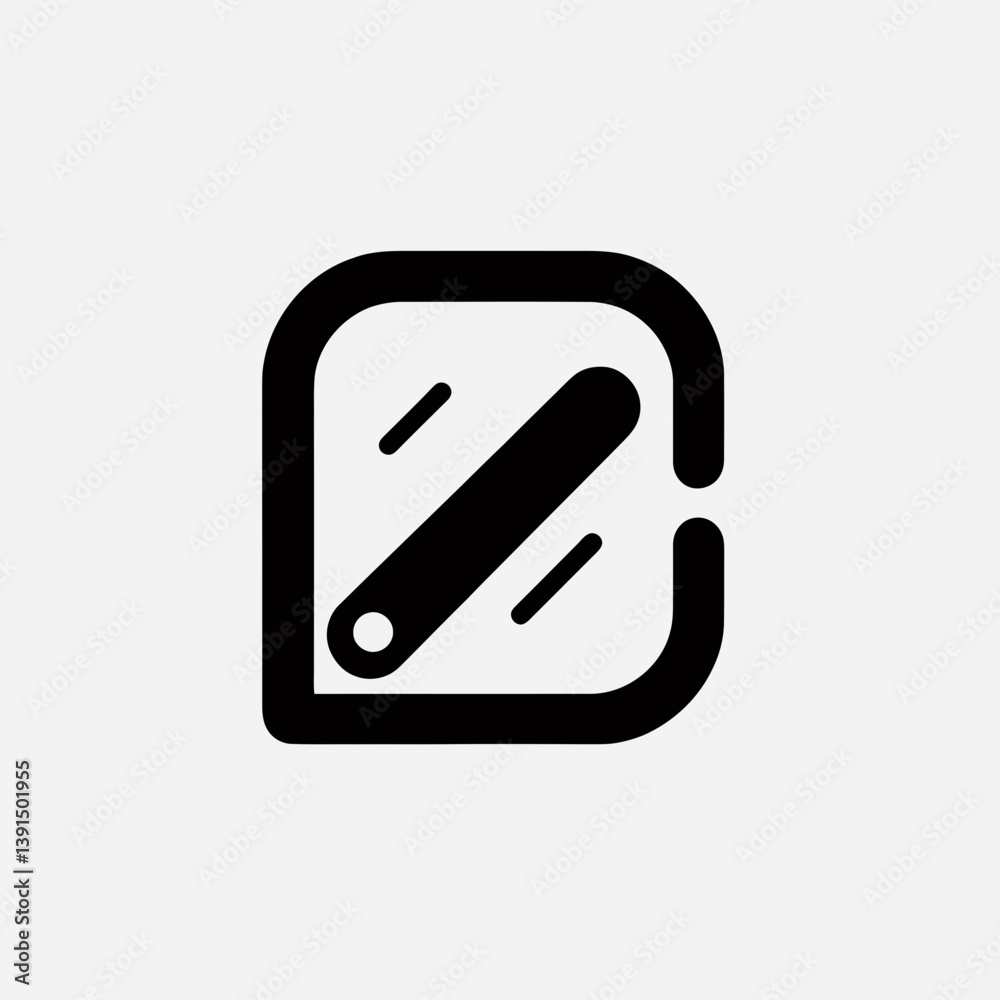 very simple flat and single minimalist Car Window Handle Silhouette in black on a white background very simple flat and single minimalist Car Window Handle Silhouette in black on a white background