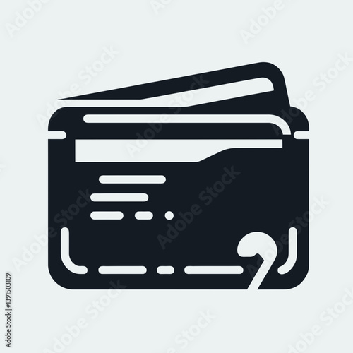  very simple flat and single minimalist Card Holder Silhouette in black on a white background